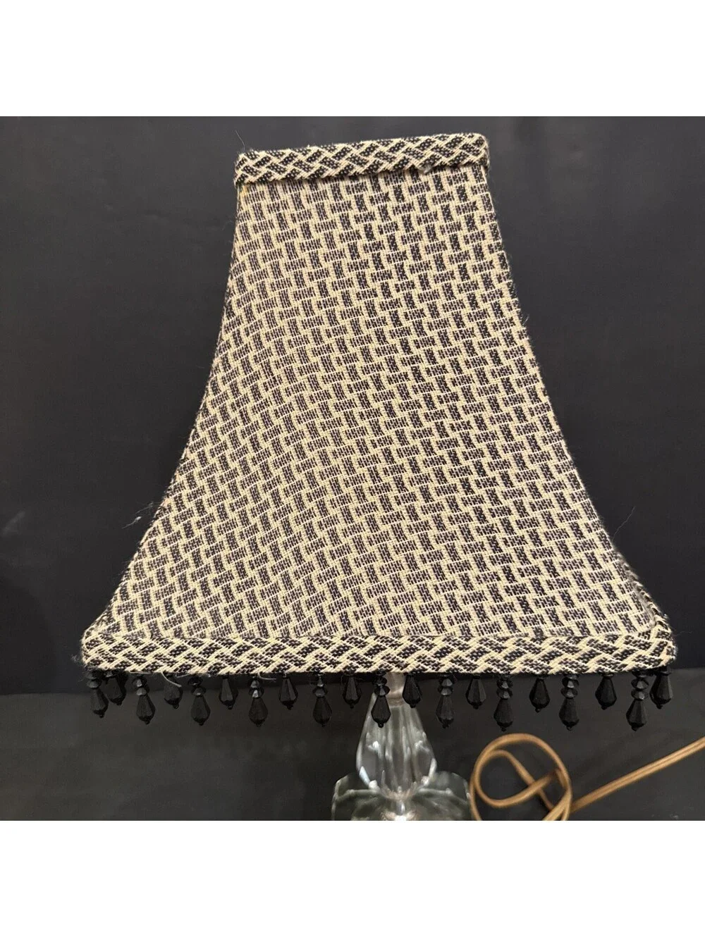 Victorian Art Deco Boho Style Beaded Fringe Table Lamp 16.5” H By 9” W